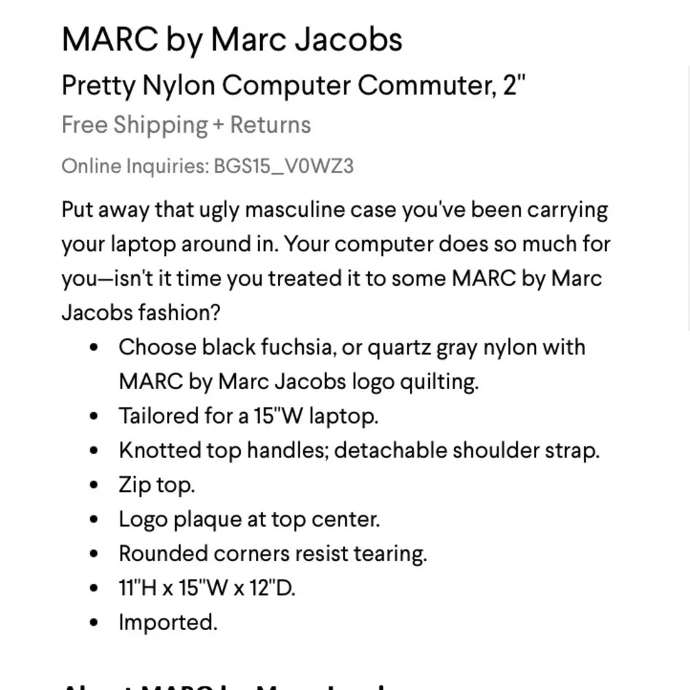 Marc by Marc Jacobs black quilted laptop bag case